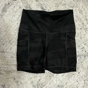 black camouflage biker shorts
